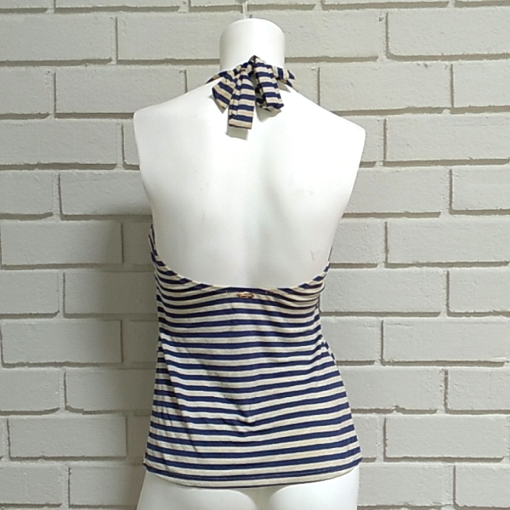 Jessica Simpson Blue/Gold Striped Tie Tankini Swim Top. Size Medium - Picture 6 of 12
